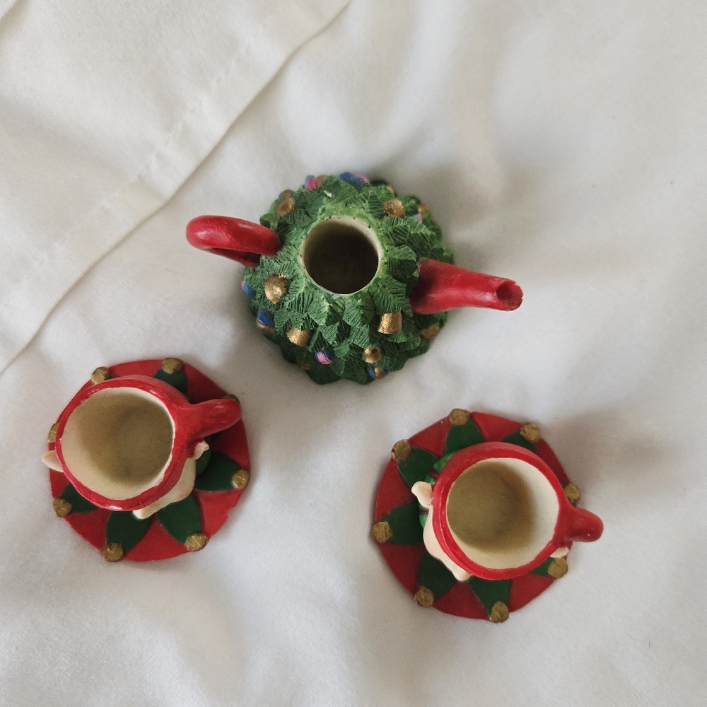 Vintage Chadwick Miller Collectible Christmas Elf Tea Miniature Tiny Set - Picture 5 of 8